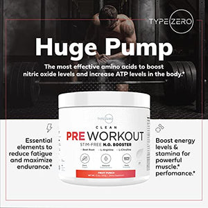 Ultra Clean Stim Free Pump Pre Workout + Nitric Oxide Booster (Fruit Punch) Beetroot, 7G Arginine Citrulline Malate, Betaine, Beta A, ACV+ - Sugar/Caffeine Free Natural Non Stim Preworkout Men & Women