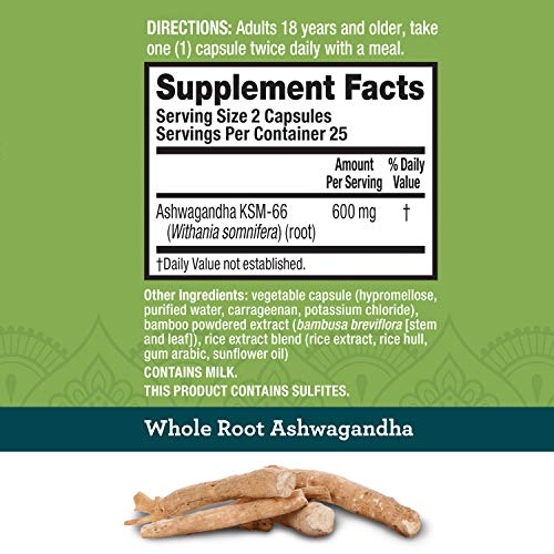 Schiff Ashwagandha Extract Capsules, (50 count in a bottle), Vegetarian, Non-GMO, Gluten-Free, No Colors Added, Helps Manage Feelings of Everyday Stress and Support Healthy Stress Hormone Levels*,ǂ