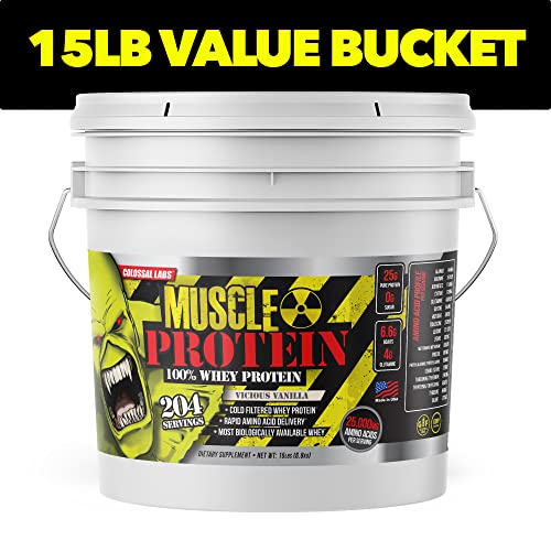 Colossal Labs 100% Whey Protein Powder Isolate/Blend | Fast-Absorbing Workout Supplements for Men and Women | 25g of Pure Protein and 5.5g of BCAAs in Each Serv (Vanilla, 15LB)