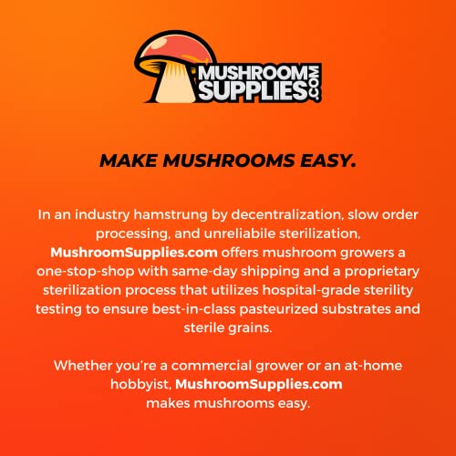 MushroomSupplies.com Mushroom Growing Substrate Bag | Pasteurized Soybean Hull, Vermiculite, Coco Coir & Gypsum | 0.5 Micron Filter Mycobag Grow Kit |Mycology Cultivation Supplies | Monotub Ready