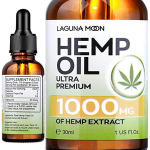 Lagunamoon Hemp Oil 1000mg, Ultra Premium Nature Hemp Seed Oil Help with Skin & Hair, Vegan Friendly