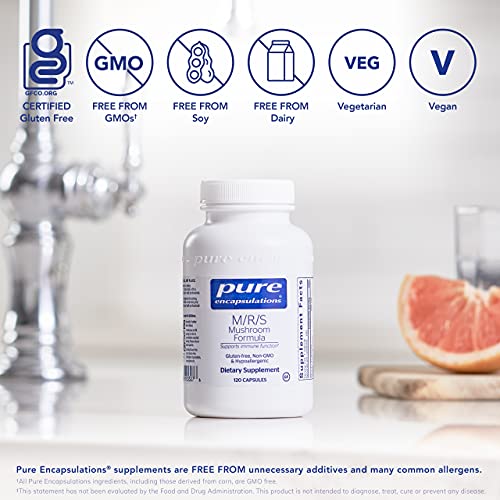 Pure Encapsulations - M/R/S Mushroom Formula - Hypoallergenic Supplement Promotes Immune Health and Provides Broad-Spectrum Physiological Support - 120 Capsules