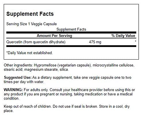 Swanson High Potency Quercetin - Promotes Immune Health Support and Helps Protect Blood Vessels - Supports Cholesterol Levels Already Within The Normal Range - (60 Veggie Capsules, 475mg Each) 3 Pack