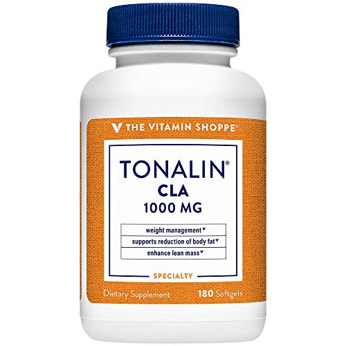 Tonalin CLA 1000mg Softgel, Conjugated Linoleic Acid 740mg from Safflower Seeds Supports Reduction of Body Fat, Stimulant Free, Gluten Free (180 Softgels) by The Vitamin Shoppe