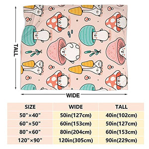 Atthadassi Cute Mushroom Head Soft Blanket All Season Throw Blanket Fleece Blankets Bed Sofa 80"x60"