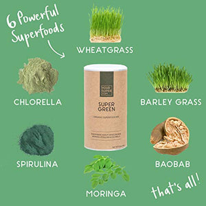 Your Super - Super Green Juice Powder - Immune Support, Increase Intake of Mixed Greens, Plant Based Superfood - Wheatgrass, Barley Grass, Baobab, Moringa, Chlorella, Spirulina Powder - 30 Servings