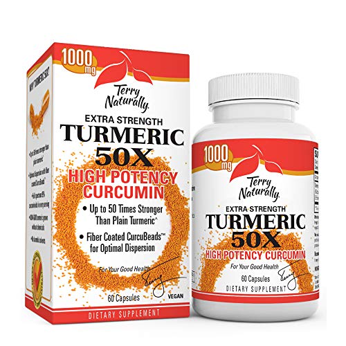 Terry Naturally Turmeric 50X - 60 Capsules - Extra Strength Curcumin - Up to 50x Stronger Than Plain Turmeric - Immune Support - Liver, Brain & Heart Health - Non-GMO - 30 Servings