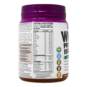 Bluebonnet Nutrition Whey Protein Isolate Powder, Whey From Grass Fed Cows, 26g of Protein, No Sugar Added, Non GMO, Gluten Free, Soy free, kosher Dairy, 1 Lb, 14 Servings, Chocolate Flavor