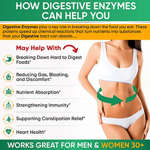 Digestive Enzymes 1000MG Plus Prebiotics & Probiotics Supplement, 180 Capsules, Organic Plant-Based Vegan Formula for Digestion & Lactose with Amylase & Bromelain, 3-6 Month Supply