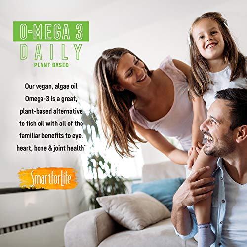 SMART FOR LIFE Algae Vegan Omega 3 Supplement - 120 Capsules - Plant Based Vegan Fish Oil Supplement Alternative - Algae Omega 3 Vegan EPA DHA Supplements - Friendly Packaging - Made in USA