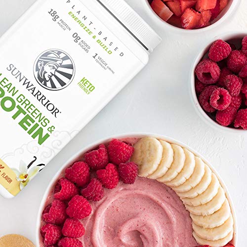 Sunwarrior Clean Greens & Protein Powder Vegan Superfood - No Added Sugar, Non-GMO, Soy Free, Gluten Free, Dairy Free, Keto Friendly, Athletic Greens Plant Based Protein Powder