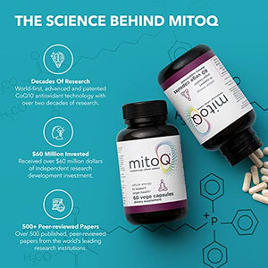 MitoQ Advanced CoQ10 Ubiquinol Supplement, Antioxidant Support for Mitochondria, Organ Health, Healthy Aging, and Cellular Energy (60 Veggie Capsules)