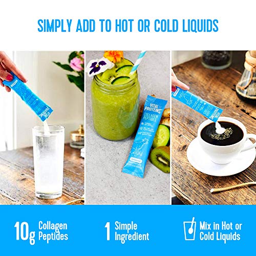 Vital Proteins Collagen Peptides Powder Supplement (Type I, III) Travel Packs, Hydrolyzed Collagen for Skin Hair Nail Joint - Dairy & Gluten Free - 10g per Serving - Unflavored (20ct per Box)