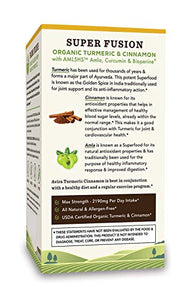 Avira Organic Turmeric Cinnamon, Super Fusion with Amla, Curcumin & Bioperine, Immune Activity, Digestive Aid, Blood Sugar & Joint Support, Max Strength-2190 mg, Yellow, 90 Count