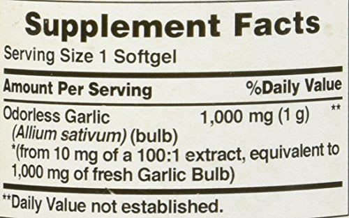 Puritan's Pride Odorless Garlic 1000 Mg Rapid Release Softgels, 250Count