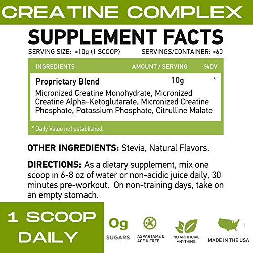 MFL Muscle Creatine | 3 Forms of Micronized Creatine | 10g | 0 Sugar | Sweetened with Stevia | All-Natural | 60 Servings (Lemonade)