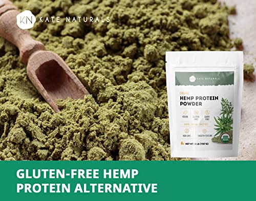 Organic Hemp Protein Powder 2lb by Kate Naturals. Delicious Gluten-Free, Vegan & Dairy-Free Non-GMO Hemp-Based Protein Powder in Resealable Bag.