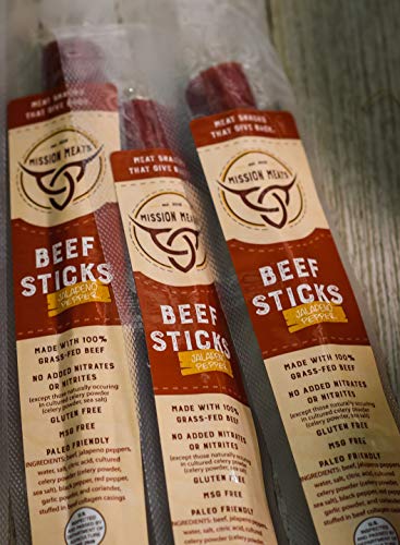 TASTY & SPICY Non-GMO Grass-Fed Beef Sticks Gluten Free MSG Free Nitrate Nitrite Free Paleo Snacks Keto Healthy Natural Meat Sticks 12 piece