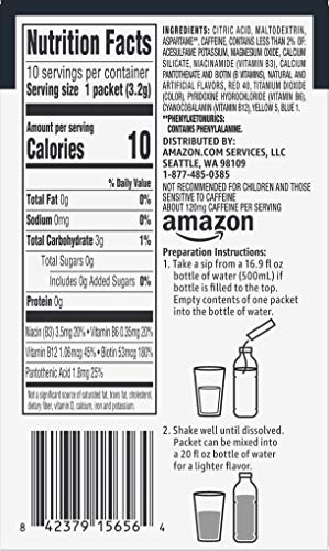 Amazon Brand - Happy Belly Drink Mix Singles, Strawberry with Caffeine (10 packets) (Previously Solimo)