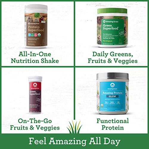 Amazing Grass Greens Blend Superfood: Super Greens Powder with Spirulina, Chlorella, Beet Root Powder, Digestive Enzymes & Probiotics, Berry, 60 Servings (Packaging May Vary)