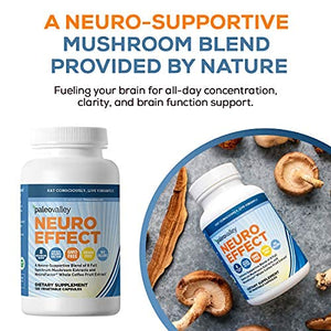 Paleovalley NeuroEffect - Neuro Mushroom Coffee Nutritional Supplement for Stress Relief, Focus, Memory and Energy Support - 3 Pack - 8 Full-Spectrum Mushrooms and Whole Coffee Fruit Extracts