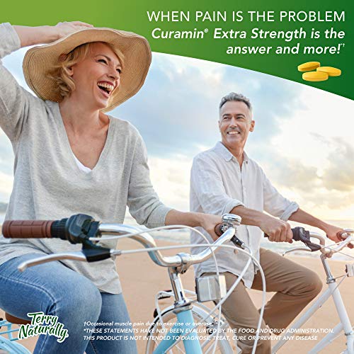 Terry Naturally Curamin Extra Strength - 120 Vegan Tablets - Non-Addictive Pain Relief Supplement with Curcumin from Turmeric, Boswellia & DLPA - Non-GMO, Gluten-Free - 40 Servings