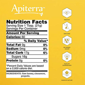 Apiterra - Raw Honey with Propolis and Cinnamon - 8 Ounce, 4 Count (total 32 ounce)