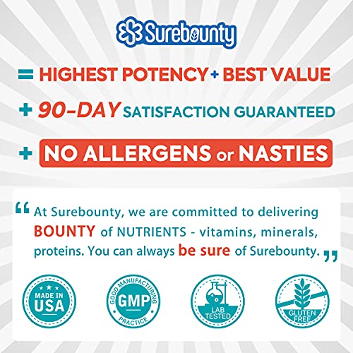 Surebounty 6-in-1 Super Collagen, Food Source Type I, II, III, Exclusive Formula, Turmeric + Black Pepper + Vitamin C + Hyaluronic Acid + Biotin, Keto & Paleo, No Hormone, No Sugar, Anti-Aging, 90 ct