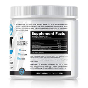 Outwork Nutrition Pre-Workout Supplement with Nootropics - Energy & Mental Focus for Better Workouts - Backed by Science (Blue Raspberry, 226 Grams)