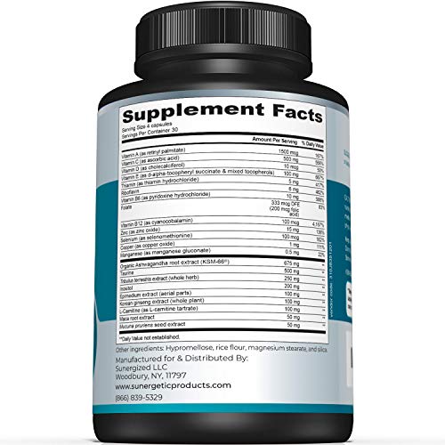 Premium Men’s Support Supplement – Powerful Men’s Multivitamin– Supports Energy, Stamina, Endurance & Stress Management – with Zinc, Ashwagandha, Maca, L-Carnitine & Vitamins – 120 Capsules