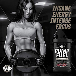 PMD Sports Ultra Pump Fuel Insanity - Pre Workout Drink Mix for Energy, Strength, Endurance, Muscle Pumps and Recovery - Complex Carbohydrates and Amino Energy - Cherry Slush (30 Servings)