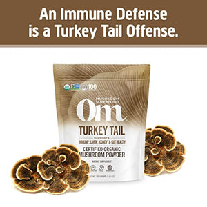 Om Mushroom Superfood Turkey Tail Organic Mushroom Powder Pouch, 7.05 Ounce, 100 Servings, Immune Support, Polysacchrides, Beta-Glucans, Gut Health & Holistic Defense Mushroom Supplement