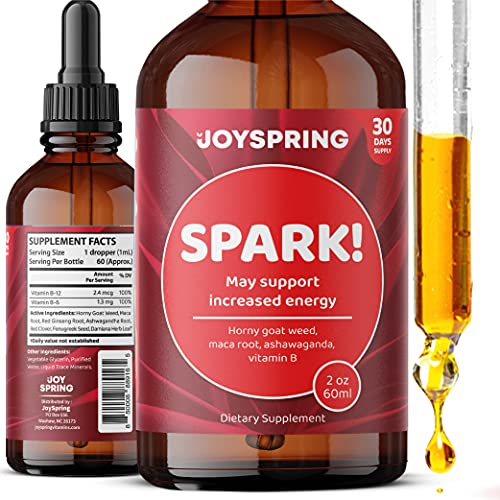 Spark! Maca Root & Horny Goat Weed for Women - Ashwagandha Liquid with Horny Goat Weed, Maca Powder, Red Ginseng & Fenugreek Energy Booster - Ashwagandha Drops Immune Booster & Vitality Extracts 2oz