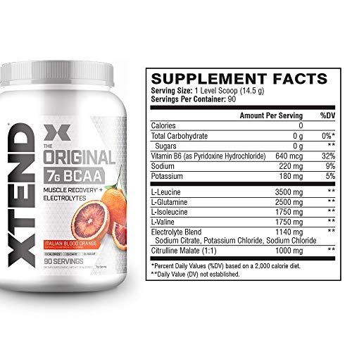 XTEND Original BCAA Powder Italian Blood Orange - Sugar Free Post Workout Muscle Recovery Drink with Amino Acids - 7g BCAAs for Men & Women - 90 Servings