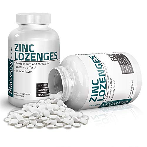 Bronson Zinc Lozenges Antioxidant & Immune Support Supplement Lemon Flavored, 60 Chewable Tablets