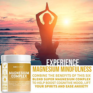Magnesium Complex Powder by GoBiotix | High Absorption Magnesium Supplement Drink for Sleep Support, Stress Relief, Muscle Relaxation & Recovery | Vegan + Sugar-Free + Non-GMO. Honey Citrus, 60 Serv.