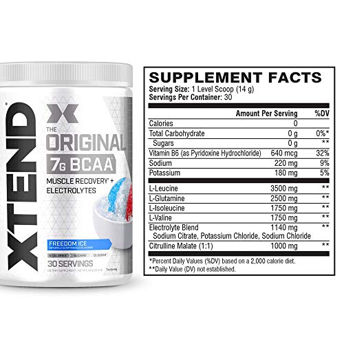 XTEND Original BCAA Powder Freedom Ice | Sugar Free Post Workout Muscle Recovery Drink with Amino Acids | 7g BCAAs for Men & Women | 30 Servings