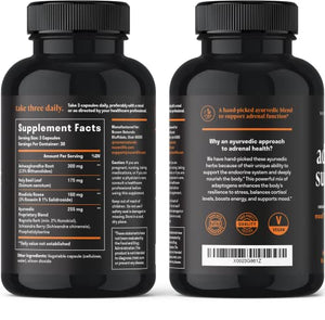 Adrenal Support — Natural Adrenal Fatigue Supplements, Cortisol Manager with Ashwagandha Extract, Rhodiola Rosea, Holy Basil, Adaptogenic Herbs for Adrenals, Stress Support & Adrenal Health