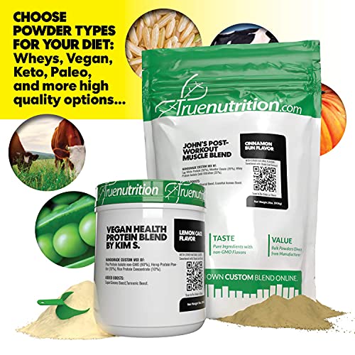 True Nutrition - Make Your Own Custom Protein Blend - Customizable Protein Powder - Choose Your Protein Type, Flavoring, Boost(s), Packaging Type, and Personalized Blend Name (1LB up to 30LB)