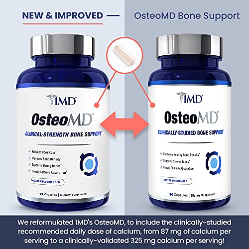 1MD Nutrition OsteoMD for Comprehensive Bone Support | with Calcium Hydroxyapatite, Vitamin D3 & K2 | 180 Capsules (2-Pack)