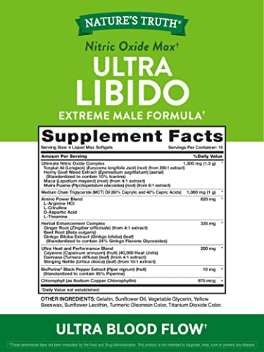 Ultra Libido Supplement for Men | 60 Softgels | Non-GMO & Gluten Free | by Natures Truth