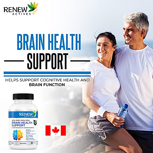 Renew Actives Natural Brain Health Support – 90 Capsules Vitamin Supplements with Bacopa, Gingko Biloba, Lion’s Mane - Cognitive Health, Enhanced Memory, Healthy Brain Functions