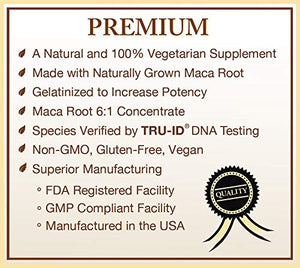 Organic Maca Root Extract (High Potency) Concentrate Supplement - 120 Capsules