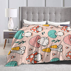 Atthadassi Cute Mushroom Head Soft Blanket All Season Throw Blanket Fleece Blankets Bed Sofa 80"x60"