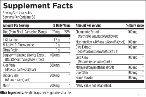 Designs for Health GI Revive - Gut Health Supplements - Intestinal Lining + Gut Health Support with Slippery Elm, Cat's Claw, Aloe, L-Glutamine, Marshmallow Root + More - Gluten-Free (210 Capsules)
