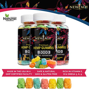 New Age Naturals Advanced Hemp Big Gummies 3000 180ct - 3 Pack - Natural Hemp Oil Infused Gummies