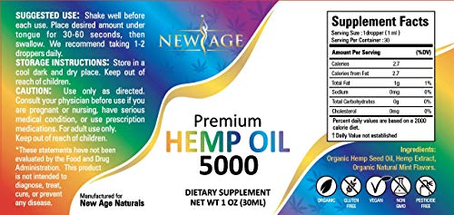 5000mg Hemp Oil Extract for Pain, Anxiety & Stress Relief - 5000mg of Pure Hemp Extract - Grown & Made in USA - 100% Natural Hemp Drops - Helps with Sleep, Skin & Hair.