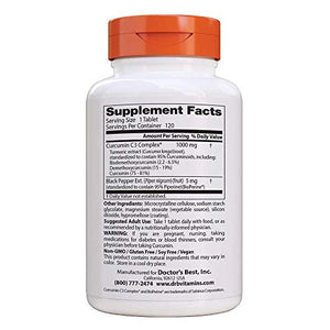 Doctor's Best Curcumin From Turmeric Root with C3 Complex & BioPerine, Non-GMO, Gluten Free, Soy Free, Joint Support, 1000 mg, 120 Tablets