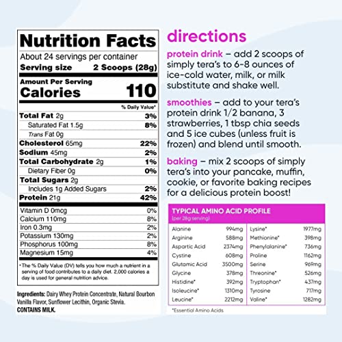 teraswhey Simply Pure Whey Protein, Bourbon Vanilla, 24 Oz