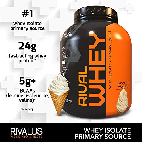 Rivalus Rivalwhey – Soft Serve Vanilla 5lb - 100% Whey Protein, Whey Protein Isolate Primary Source, Clean Nutritional Profile, BCAAs, No Banned Substances, Made in USA